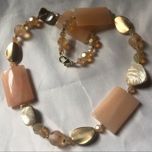 Peach Aventurine Necklace w/ Art Glass